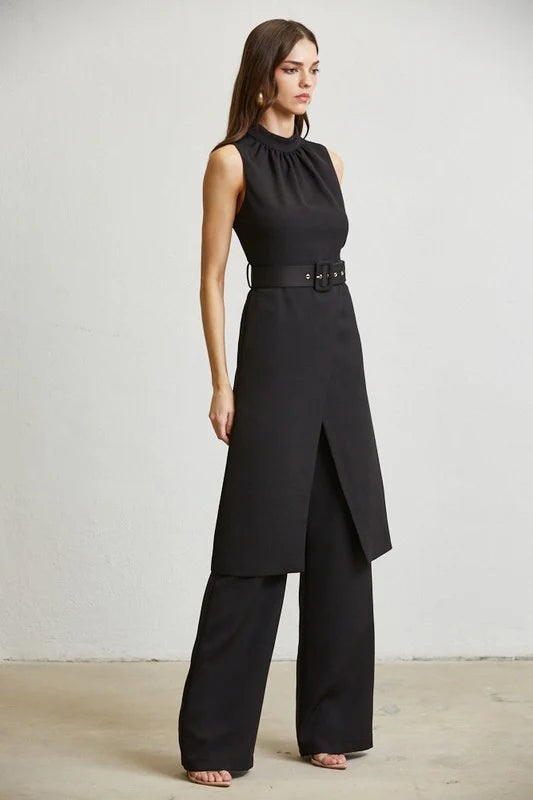 Highneck Long-Bodice Top & Pant Set