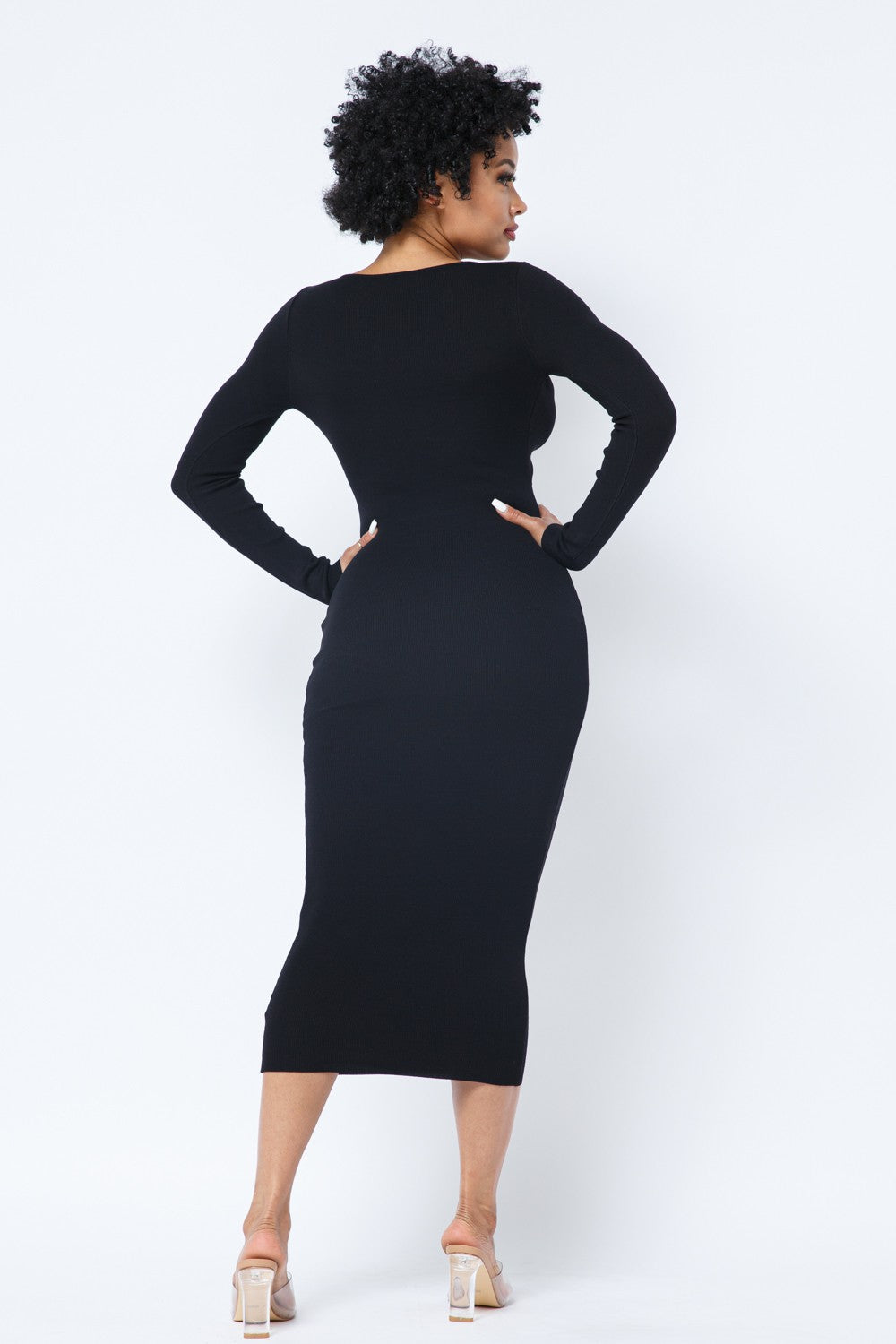 Sultry Drawstring Keyhole Midi Dress