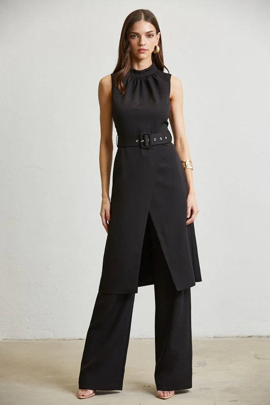 Highneck Long-Bodice Top & Pant Set