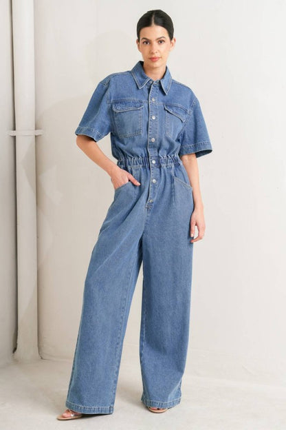 Milan Washed Denim Jumpsuit