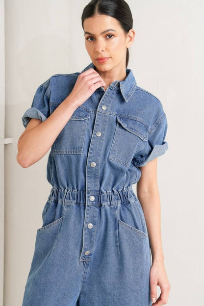 Milan Washed Denim Jumpsuit