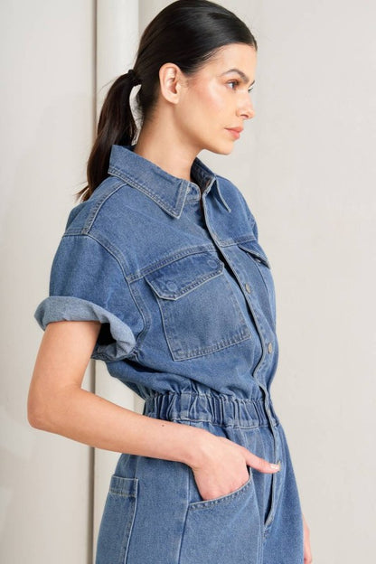 Milan Washed Denim Jumpsuit