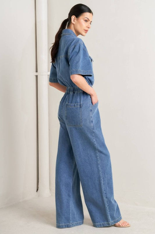 Milan Washed Denim Jumpsuit