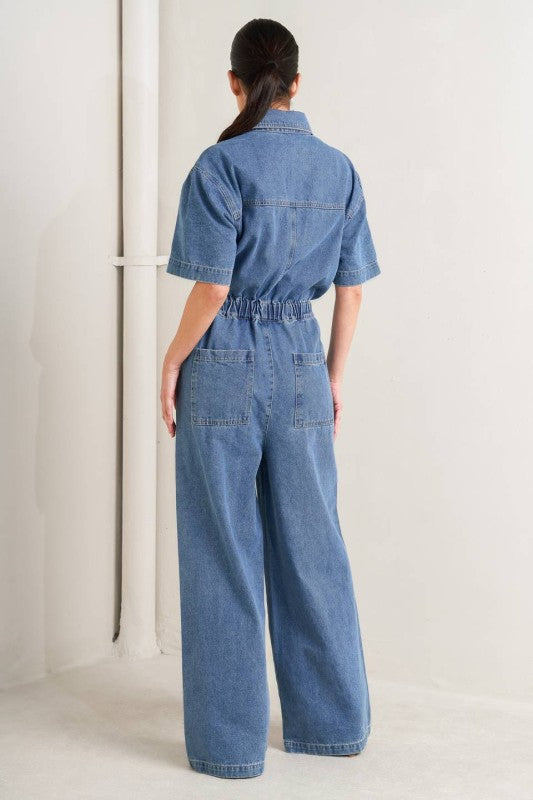 Milan Washed Denim Jumpsuit