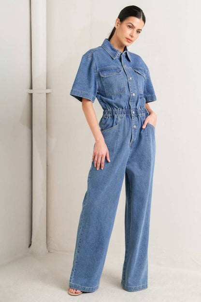 Milan Washed Denim Jumpsuit