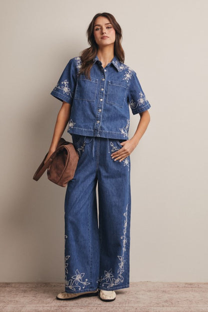 Tindi Embroidered Denim Set