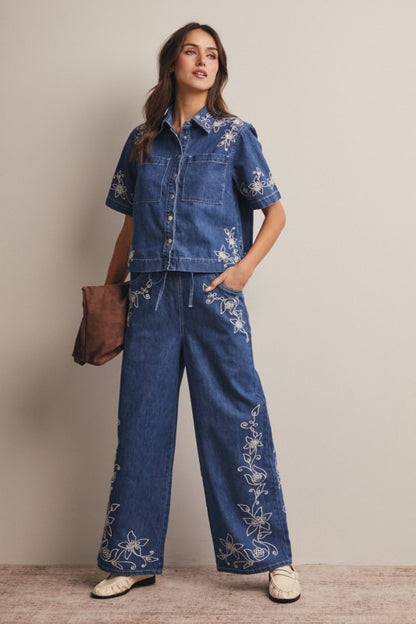Tindi Embroidered Denim Set