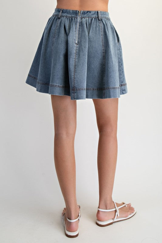 Andrea Denim Flare Mini Skirt