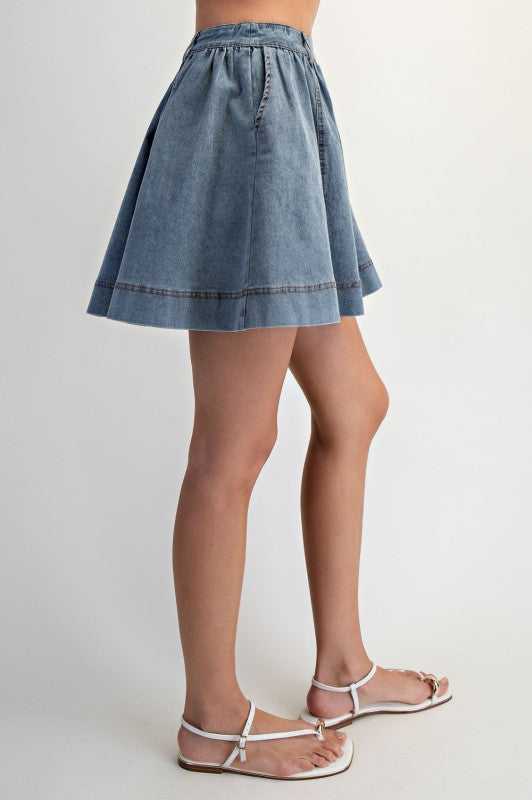 Andrea Denim Flare Mini Skirt