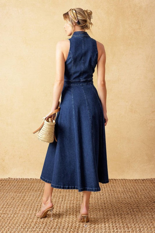Naomi Washed Denim Midi Dress