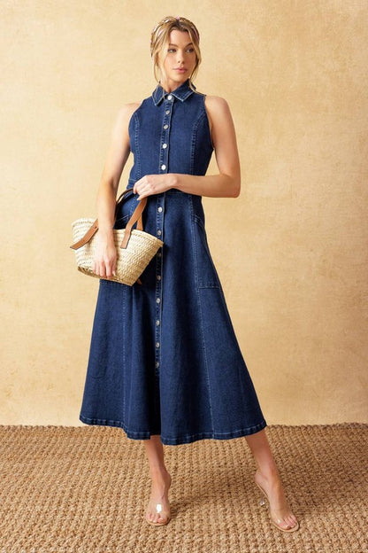 Naomi Washed Denim Midi Dress