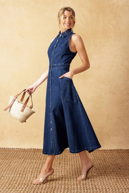 Naomi Washed Denim Midi Dress