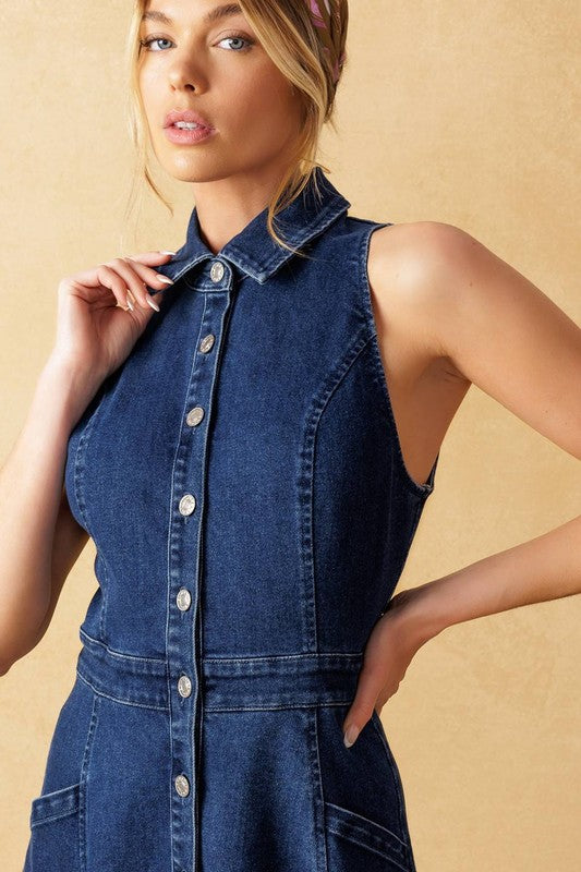 Naomi Washed Denim Midi Dress