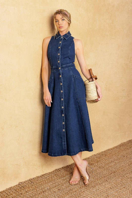 Naomi Washed Denim Midi Dress