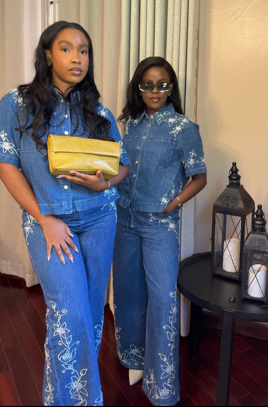 Tindi Embroidered Denim Set