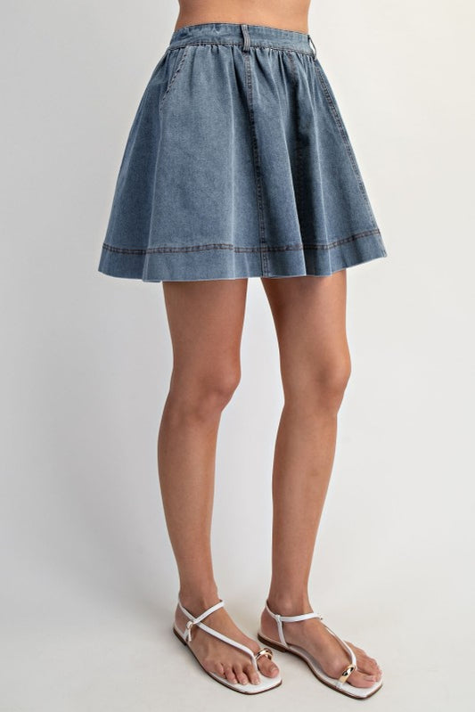 Andrea Denim Flare Mini Skirt