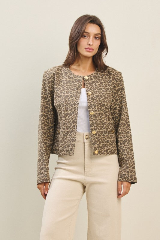 Priscilla Leopard Denim Jacket