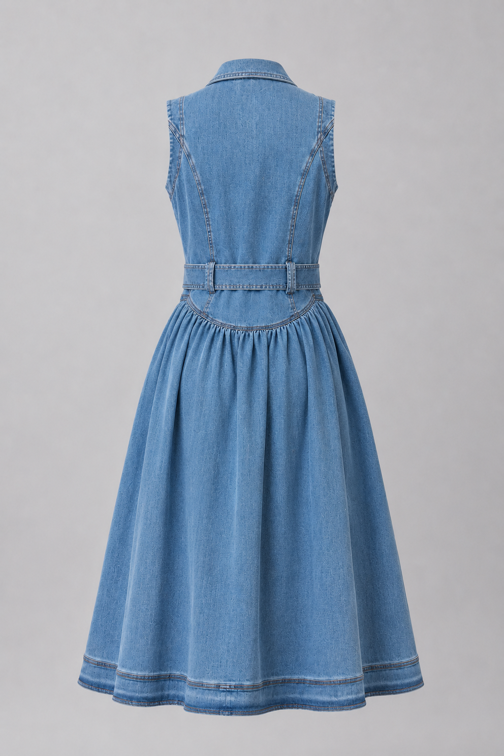 Nikki Stretch Denim A-line Midi Dress