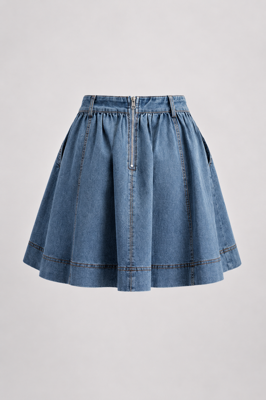Andrea Denim Flare Mini Skirt